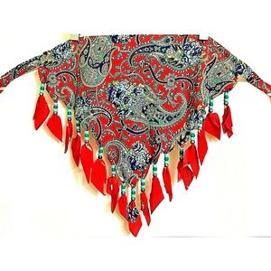 Ethnic Gypsy Paisley Floral Beaded Bandana Scarf